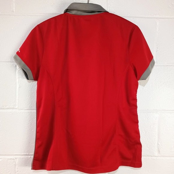 Ohio State OSU Buckeyes Team Shop 1/4 Zip Short Sleeve Polo Womens Red Gray Logo - Picture 2 of 10